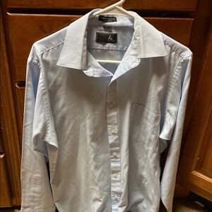 Classic Blue Pin Striped Size 32/33 Tailored Dress Shirt with Pointed Collar